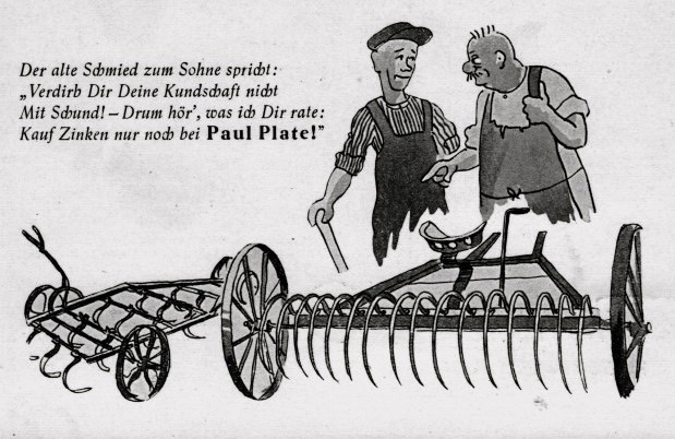Historische Werbepostkarte der Wagenfedern- und Werkzeugfabrik Paul Plate in Hagen